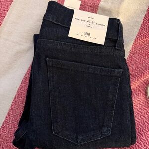 Zara Dark Indigo Mid Waist Skinny Jeans, Size 2